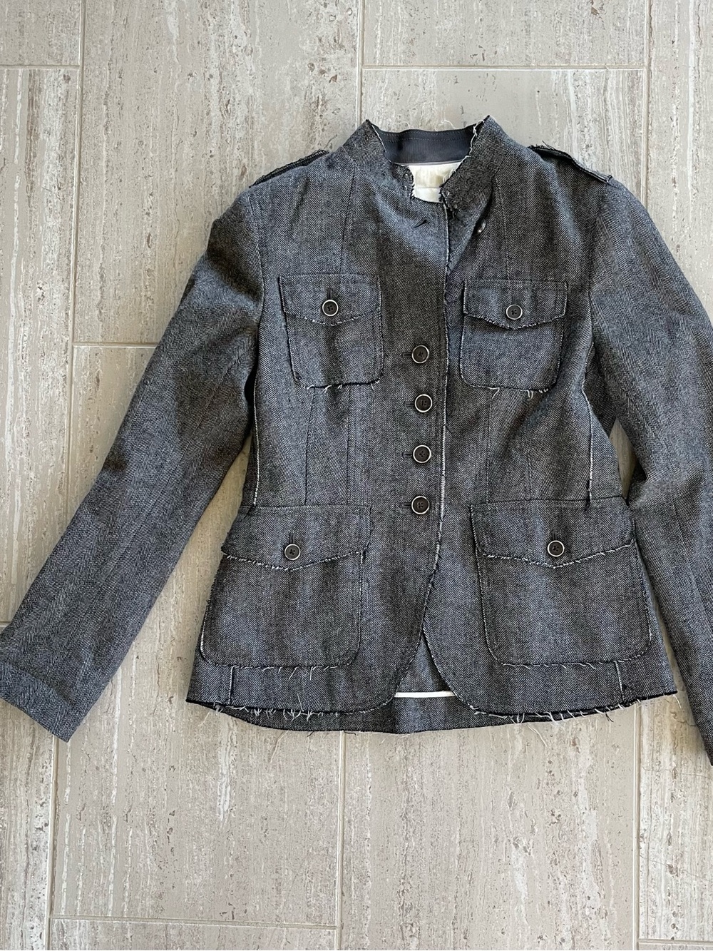 Banana Republic Charcoal Military-Style Button Blazer